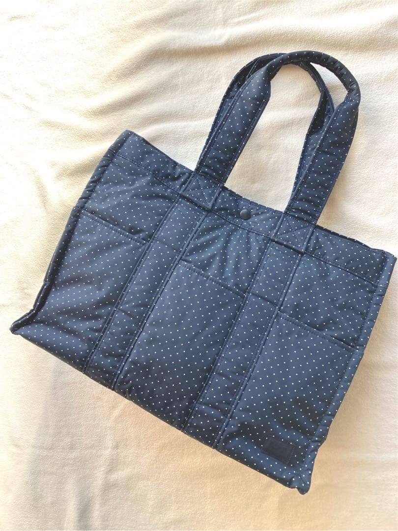 廃番　ヘッドポーター　タンカー　トートバッグ　ドット　ネイビー　藤原ヒロシ　美品 ファッション絶滅危惧種「HEAD PORTER」。今季限りのコレクションで手