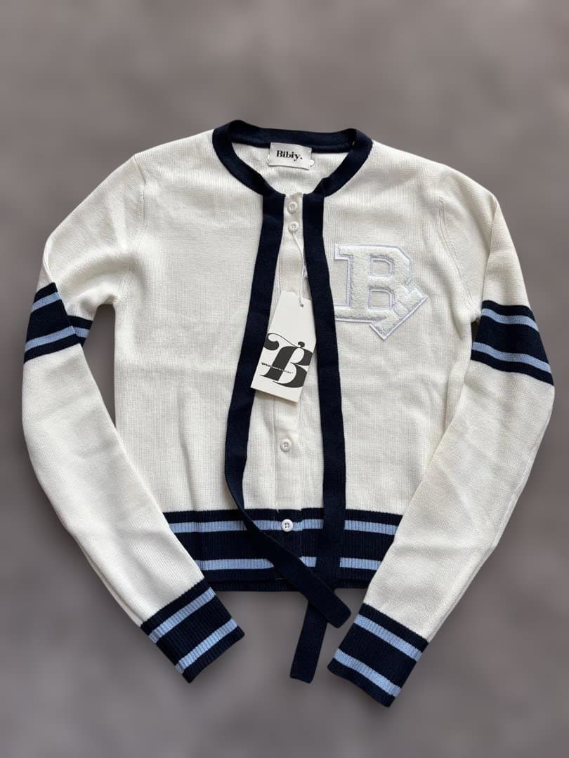 bibiy B. CLUB TIE CARDIGAN ホワイト　新品未使用