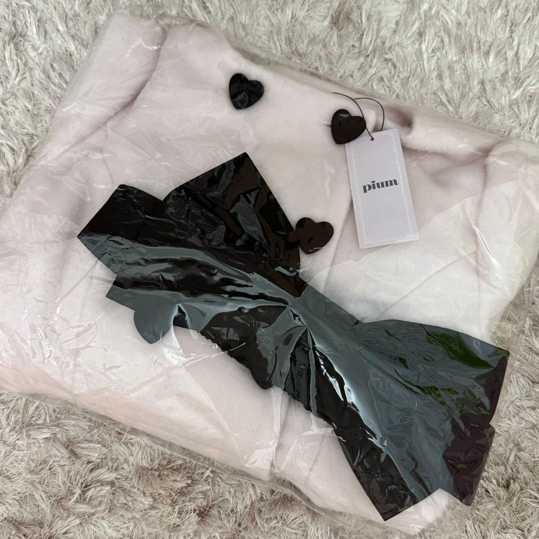 新品未開封 pium コート ハートボタンリボンベルトシャギーコート