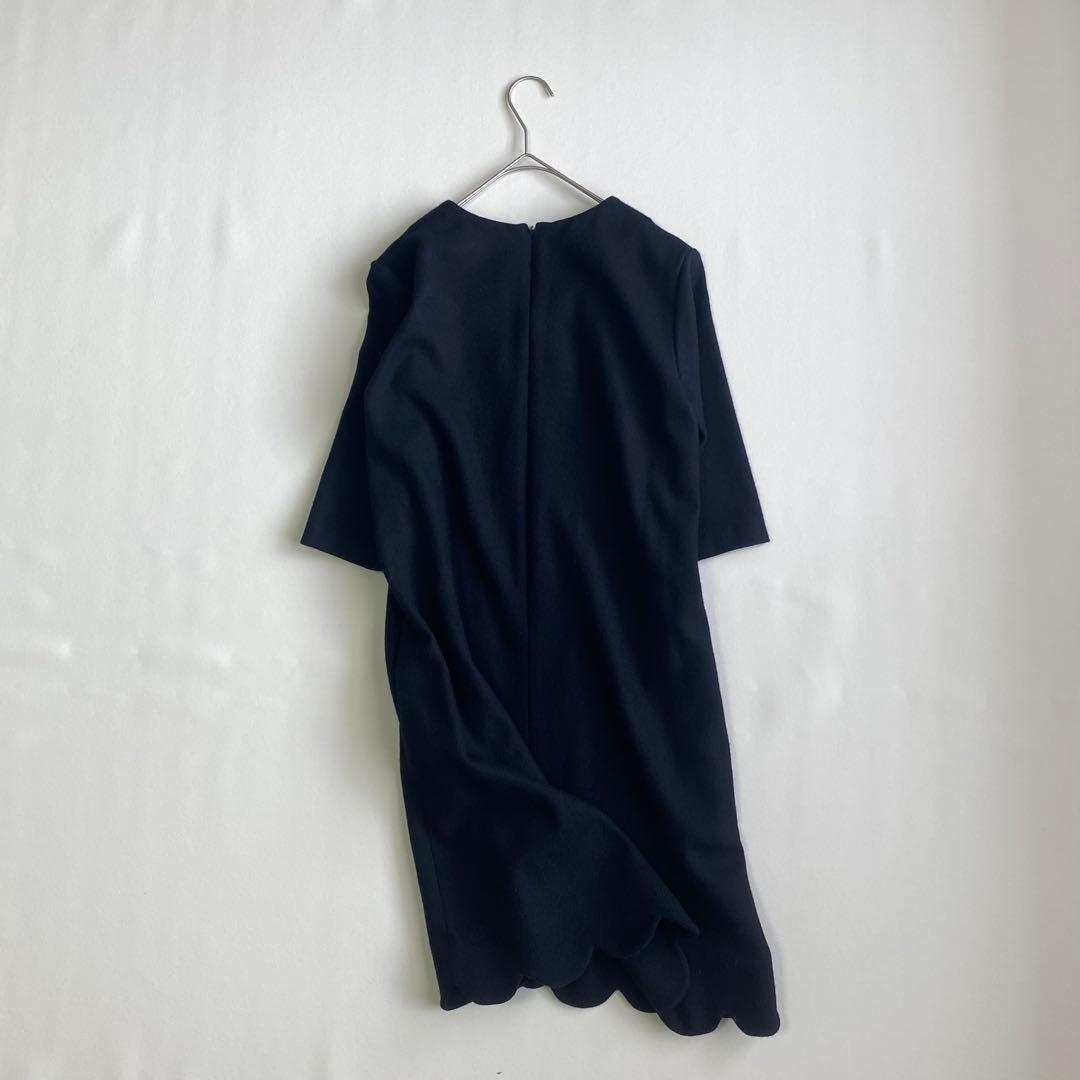 美品✨ YOKO CHAN ウール ワンピース 36 スカラップ裾 卒業 入学式