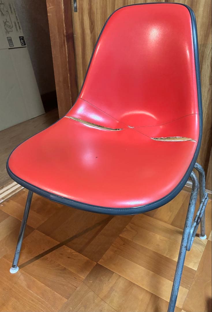 イームズ ハーマンミラー ナウガレザー シェルチェア ヴィンテージ　オレンジ