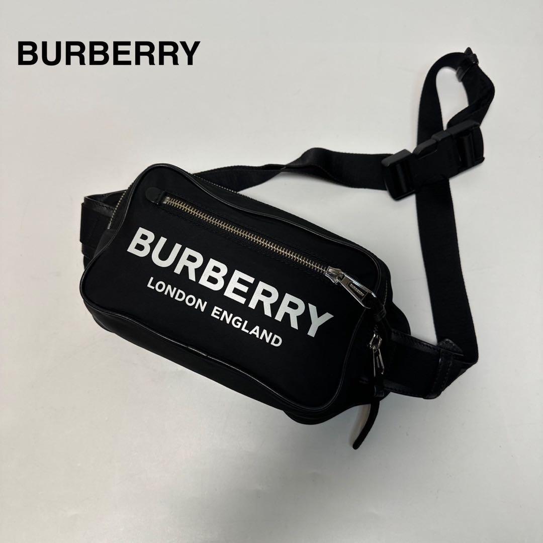 q45【極美品】バーバリー　ナイロン　ブラック　ウエストバッグ　ショルダーバッグ