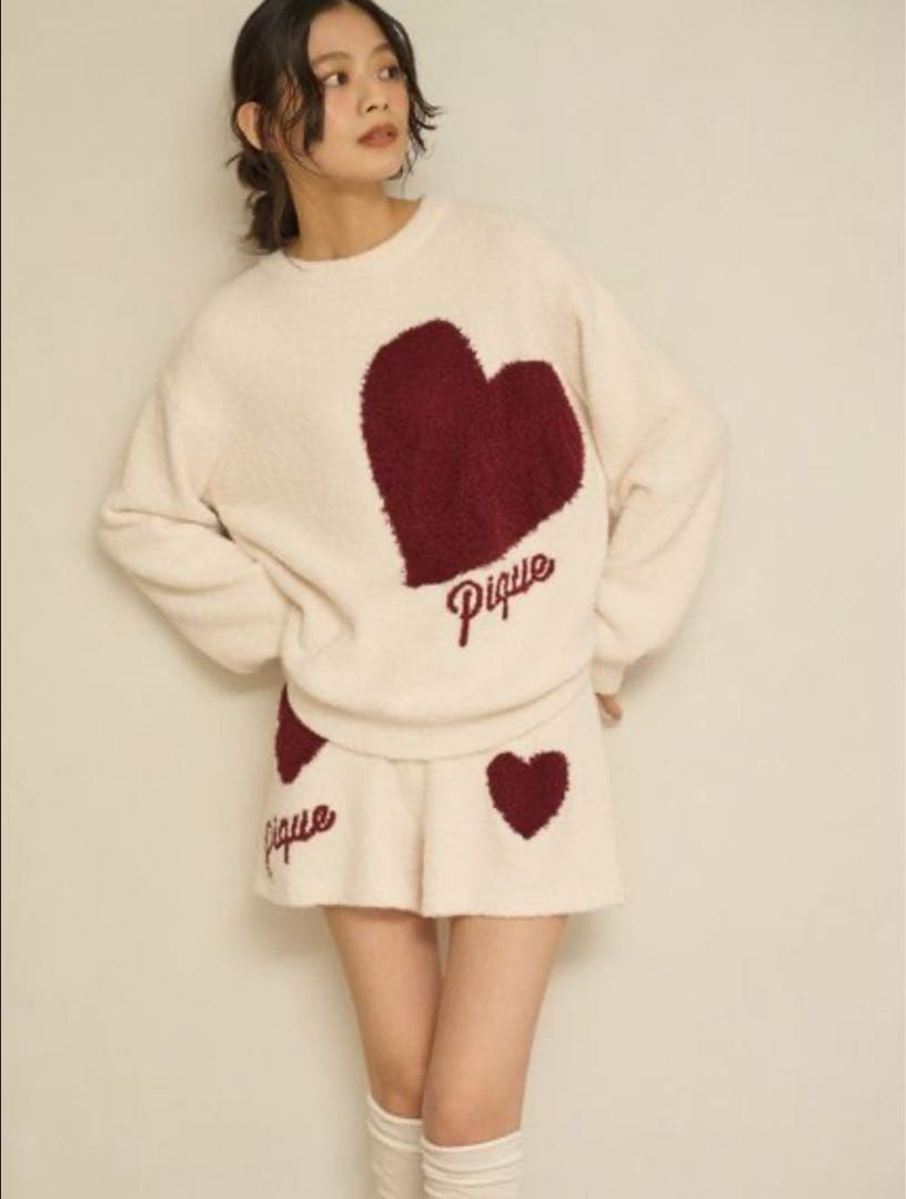 ジェラートピケ ハートジャガードプルオーバー＆ショートパンツセット ONLINE限定】エアリーモコハートジャガードプルオーバー&ショート