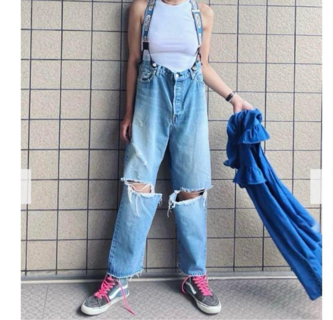 パンツ HOLIDAY DAMAGE DENIM SUSPENDER PANTS