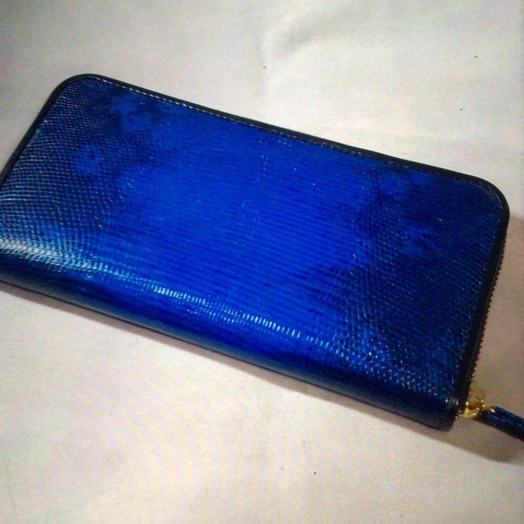 現品限り　リザード　パイソン シャイニング加工　ラウンドファスナーウォレット