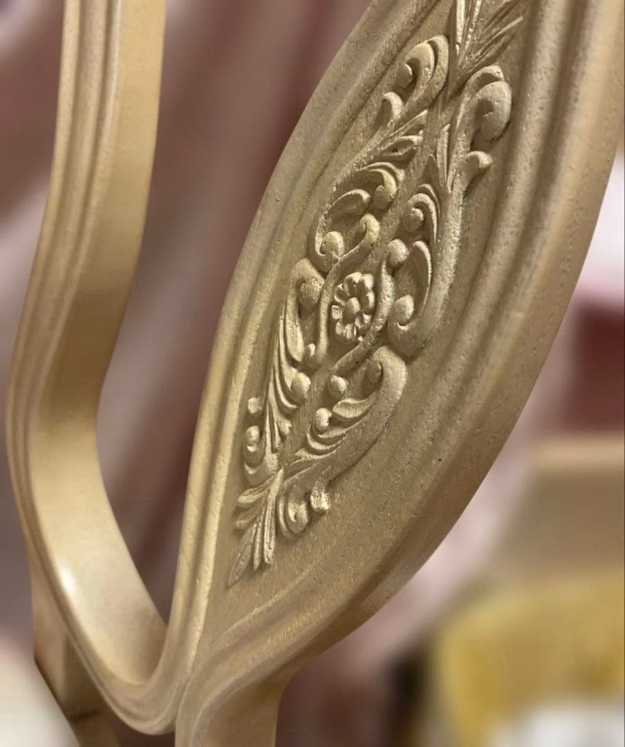 Chi様専用 ロココ調椅子 彫刻装飾 バラ布座面 ヨーロピアン