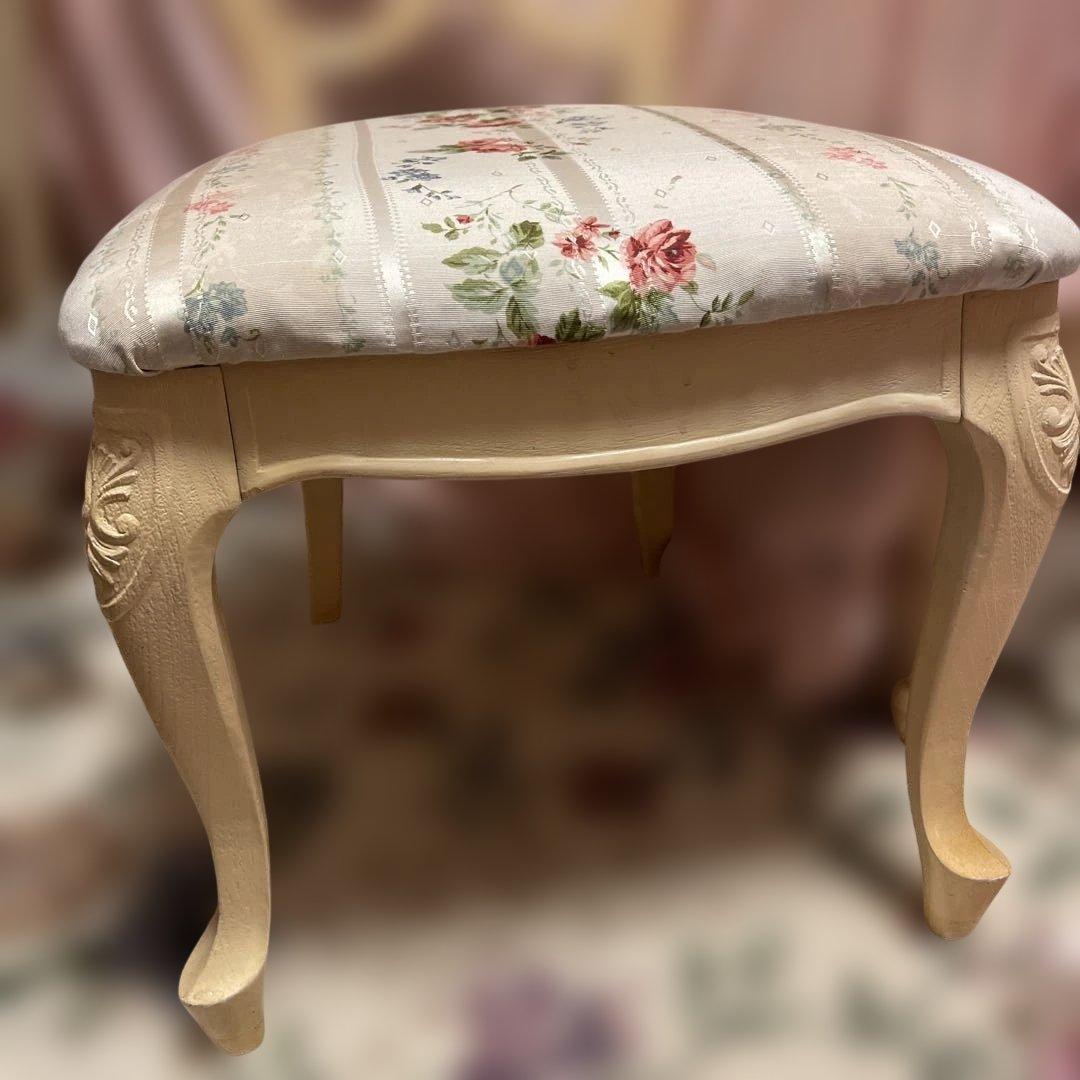 Chi様専用 ロココ調椅子 彫刻装飾 バラ布座面 ヨーロピアン