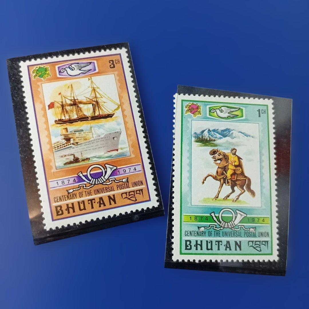 9620 外国切手 ブータン 1974年 国際郵便連合 伝統と現代郵便手段 6種