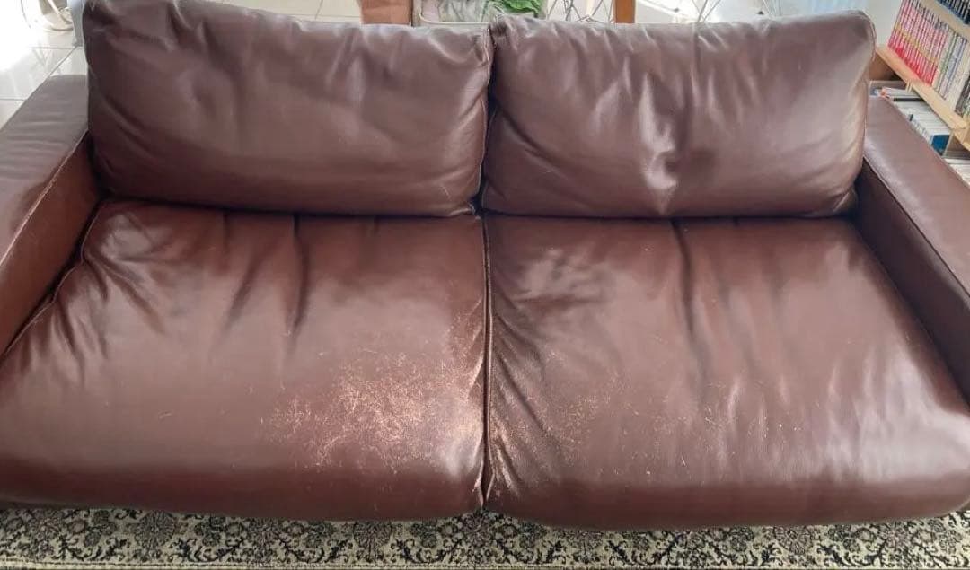 無印良品　ブラウン本革ソファ　2.5人　引き取り可です