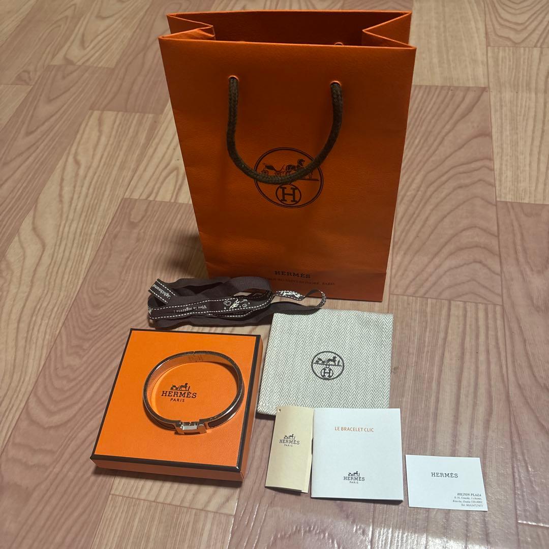 HERMES エルメス　エナメルブレスレット 《クリックHH》　黒　メンズ　T6