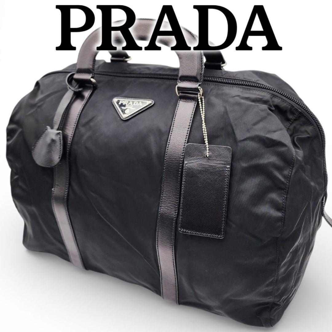 PRADA プラダ ボストンバッグ 三角ロゴ ナイロン ブラック