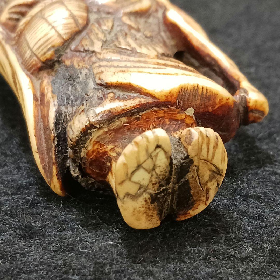 専用X214-2 江戸時代根付 細密彫刻 人物根付 鹿角材彫刻 ね - メルカリ