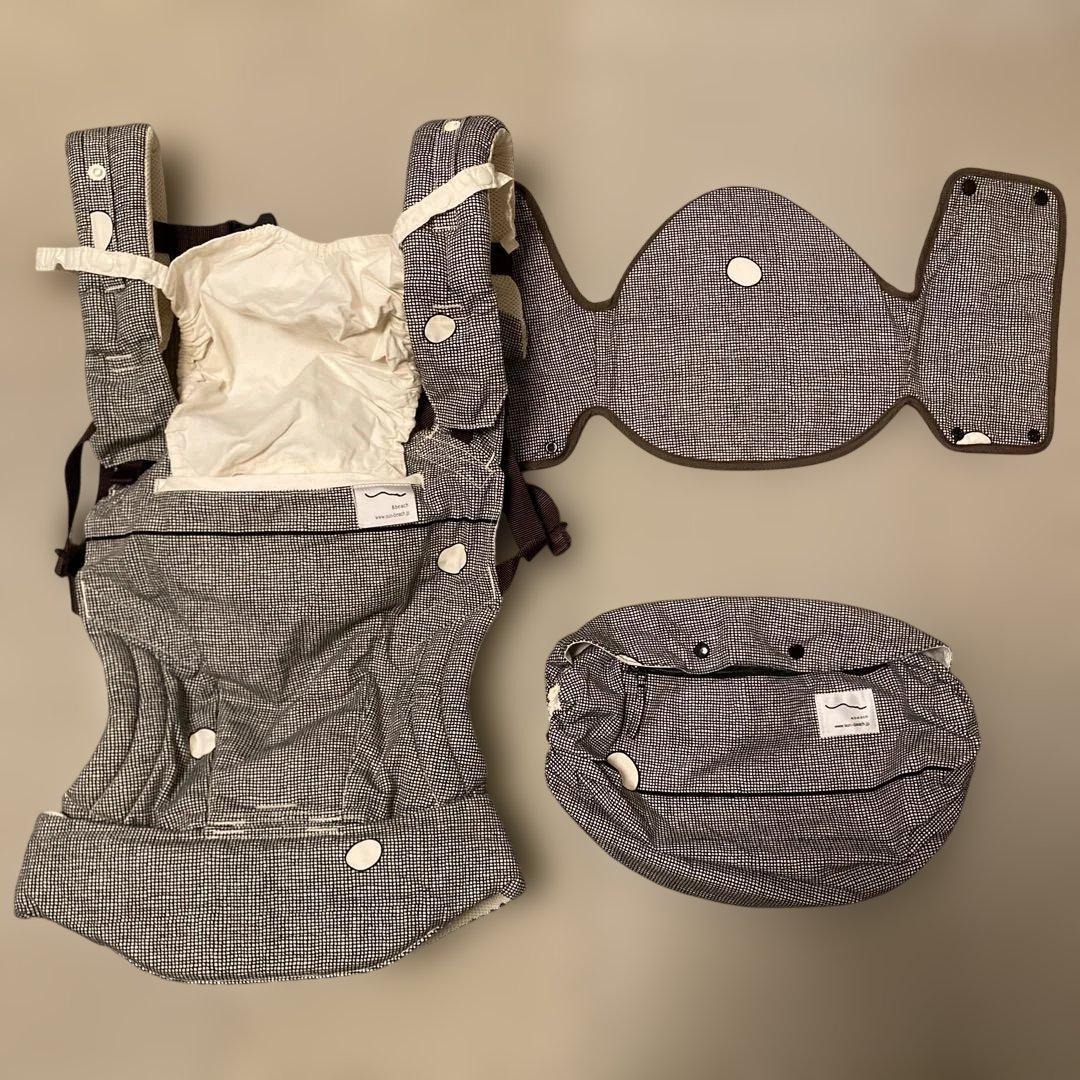 【極美品】サン＆ビーチ OM-1 いしけり抱っこ紐 収納ポーチ•ベッドサポート付 サンアンドビーチ(sun&beach)イシケリ(OM-1)新生児から3歳頃まで使える