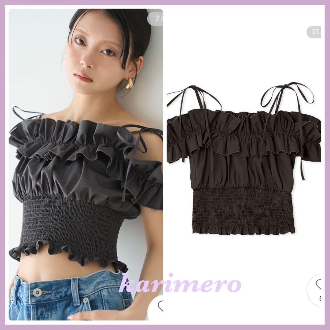 完売色♥️新品タグ付き✨ LILY BROWN 2wayデコルテフリルトップス