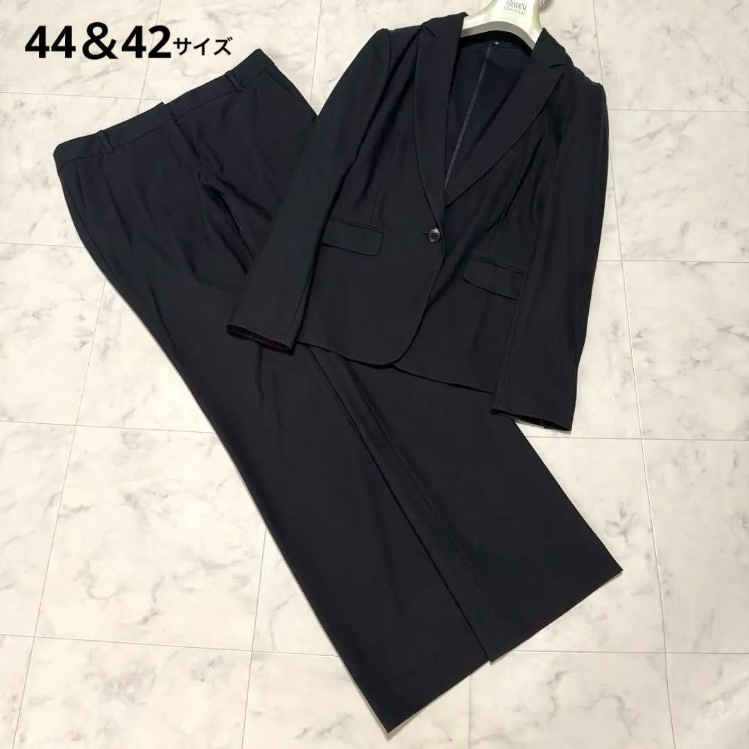 大きいサイズ✨アイシービー スーツ セットアップ パンツ ウォッシャブル 黒