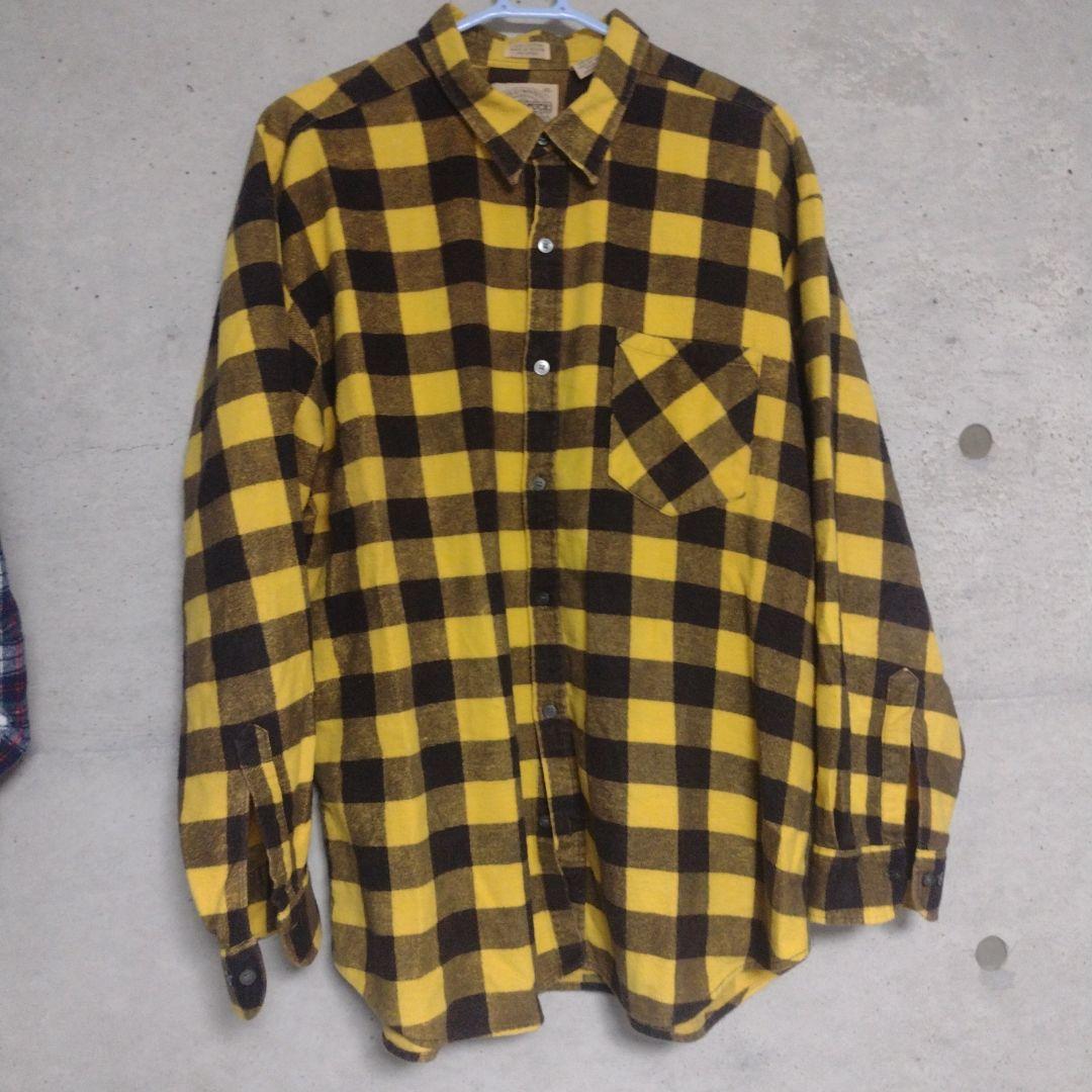 Saugatuck XL80sプリントネルシャツ イエロー/ブラックチェック
