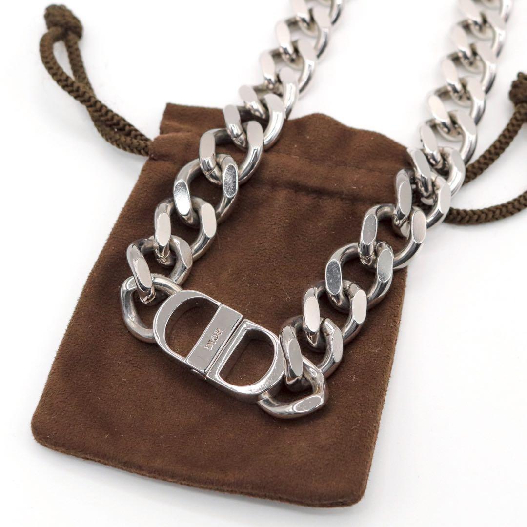 【美品】ディオール CD Icon チェーンリンク ネックレス シルバー