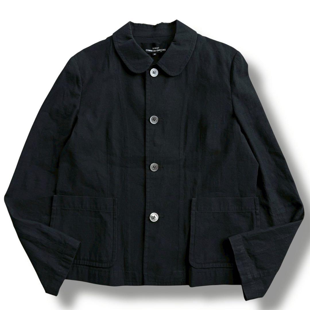 トリココムデギャルソン ブラウス 丸襟 リネン混 ブラック Mサイズ