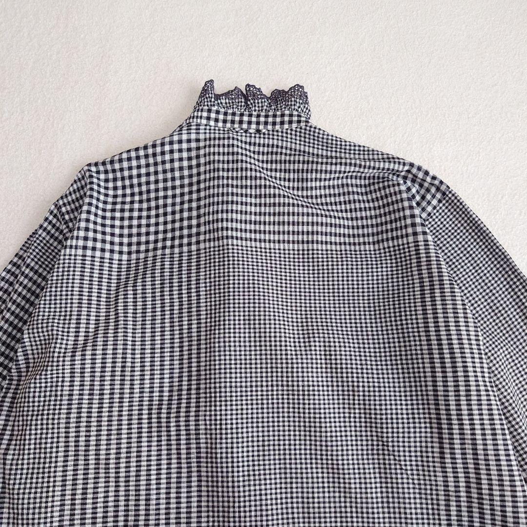 45R 春風インドカディのフリルブラウス 影色ギンガムチェック - メルカリ