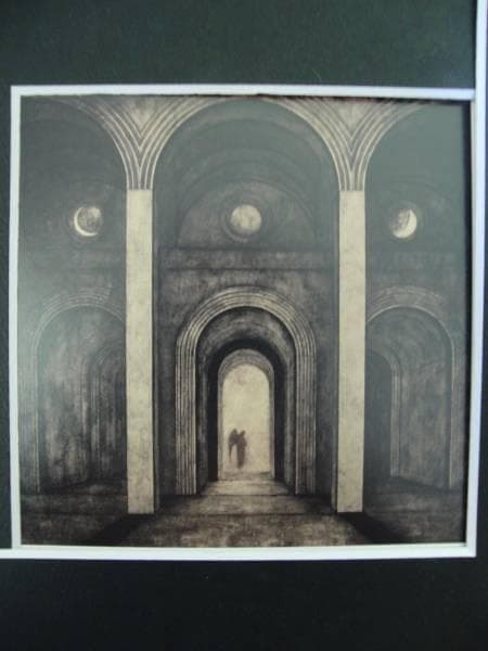 川崎 麻児、廻廊にて、希少な額装用画集より、美品、新品額装付