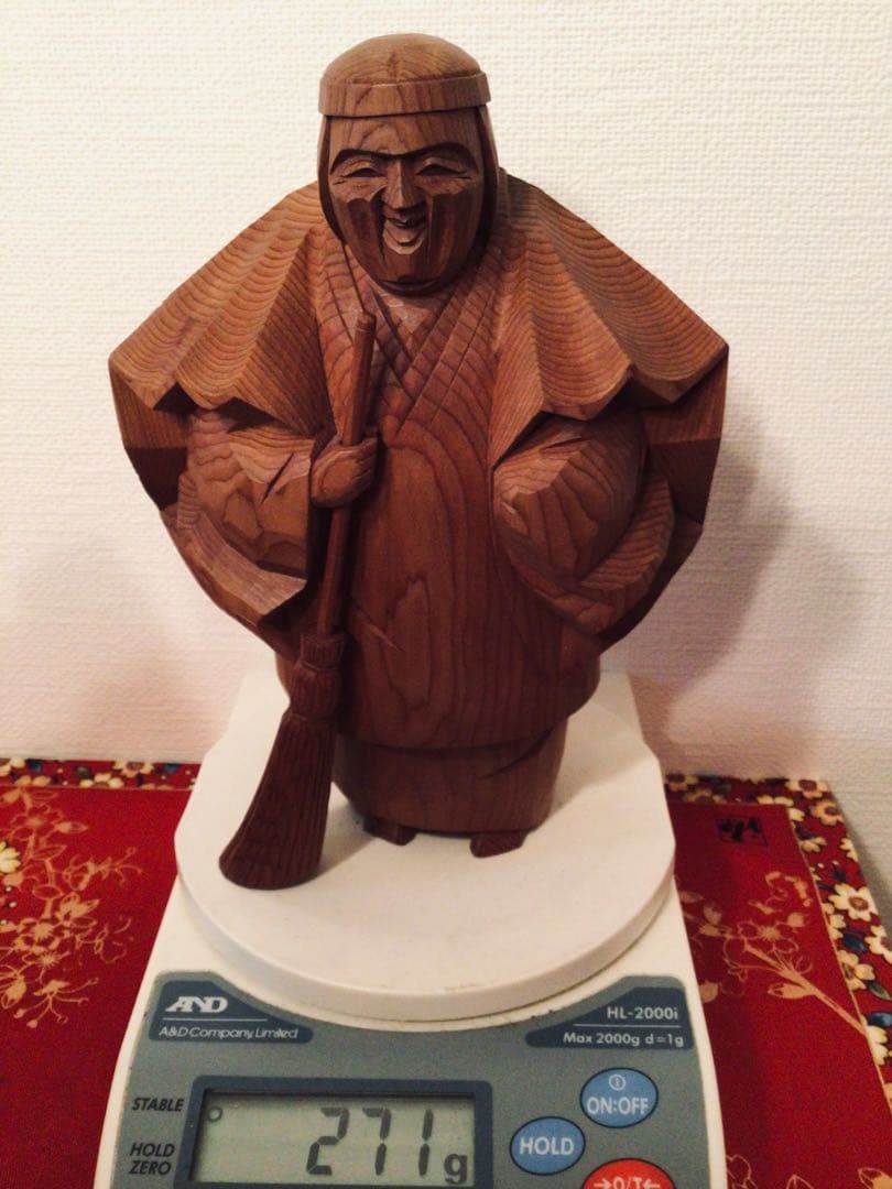 飛騨 伝統工芸士 一位一刀彫 西村公之作 木彫り 高砂人形 縁起物 未