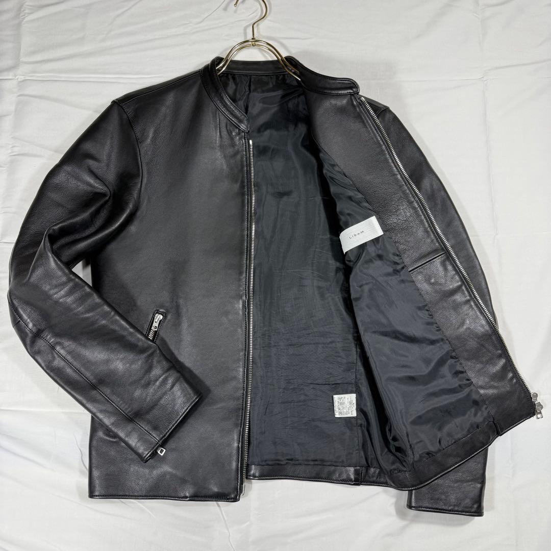 【極美品】リドム　ライダースジャケット　Wジップ　ラムレザー　黒　L