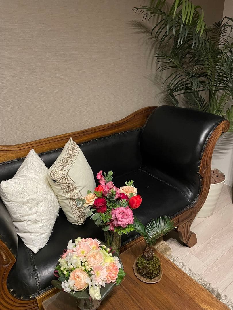 MADURA チークレザーソファ　カリッジマーケット　テーブル　2点セット