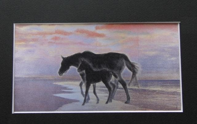 下田義寛、【佇】、希少な額装用画集画、新品高級額 額装付、状態良好