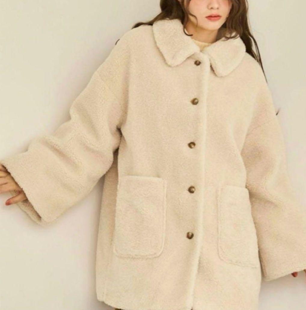 OLUN loose 2way boa coat　アイボリー OLUN loose 2way boa coat/ルーズ2wayボアコート - メルカリ