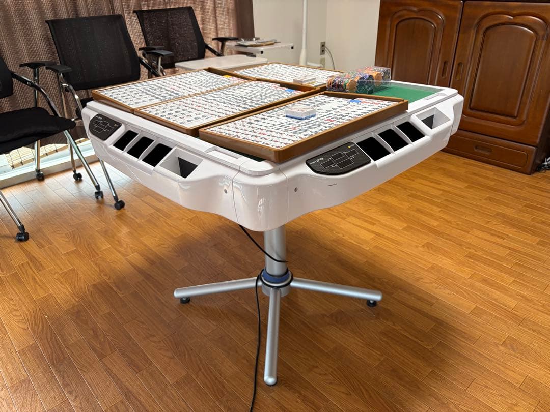 【もぎ五郎】麻雀卓　アモスＪＰーＥＸ　椅子サイドテーブル付　直接受取