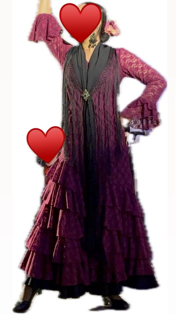 フラメンコドレス 紫 フリル付き フラメンコ衣装ドレス あとりえ*あいあい