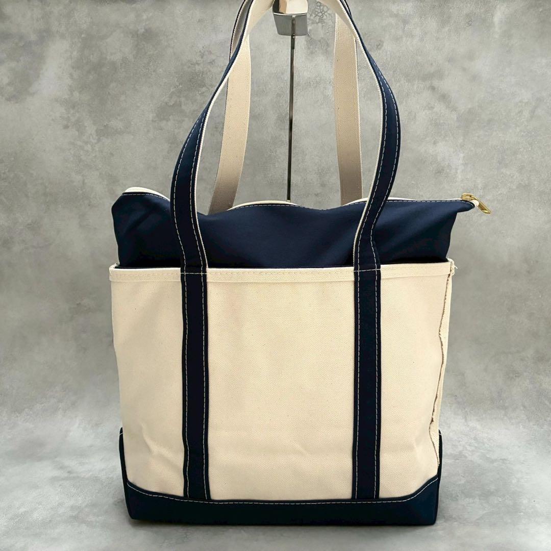【極美品✨USA製】L.L.Bean ボートアンドトート ジップトップ ネイビー