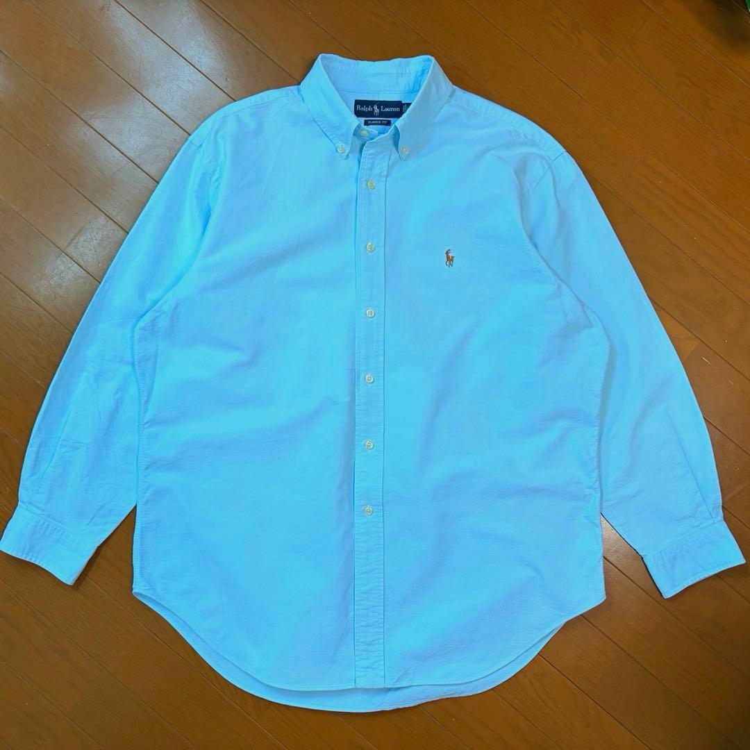 極美品◯春色 RALPH LAUREN ボタンダウンシャツ ブルー系 XL