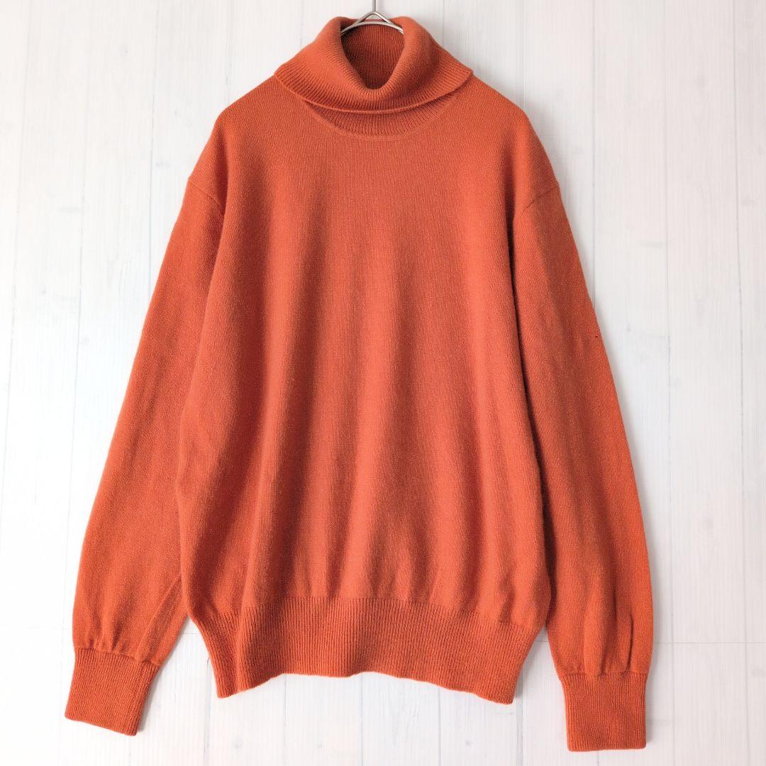 ニット カシミヤ100% オレンジ タートルネック セーター - メルカリ