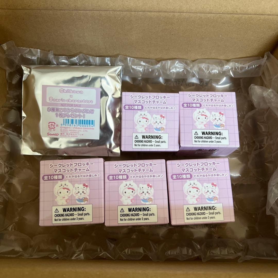 ちいかわ　サンリオ　シークレットフロッキーマスコットチャーム　5個セット