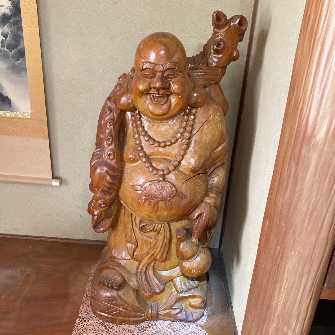 開運　木彫　布袋さん　置物　オブジェ　インテリア　商売繁盛　風水 楽天市場】布袋様 置物 木彫り 布袋さん 七福神 金運アップ ご利益