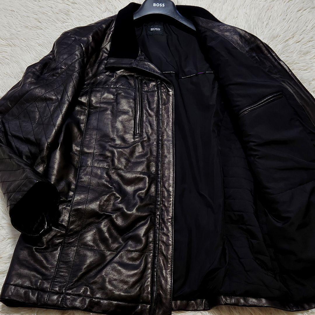 入手困難✨ヒューゴボス レザージャケット キルティング ナッパ ラムレザー