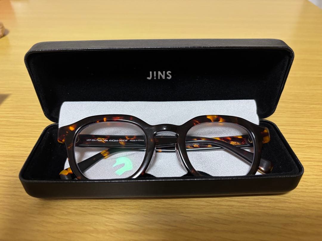 JINS べっ甲風 ファッションメガネ ケース付き