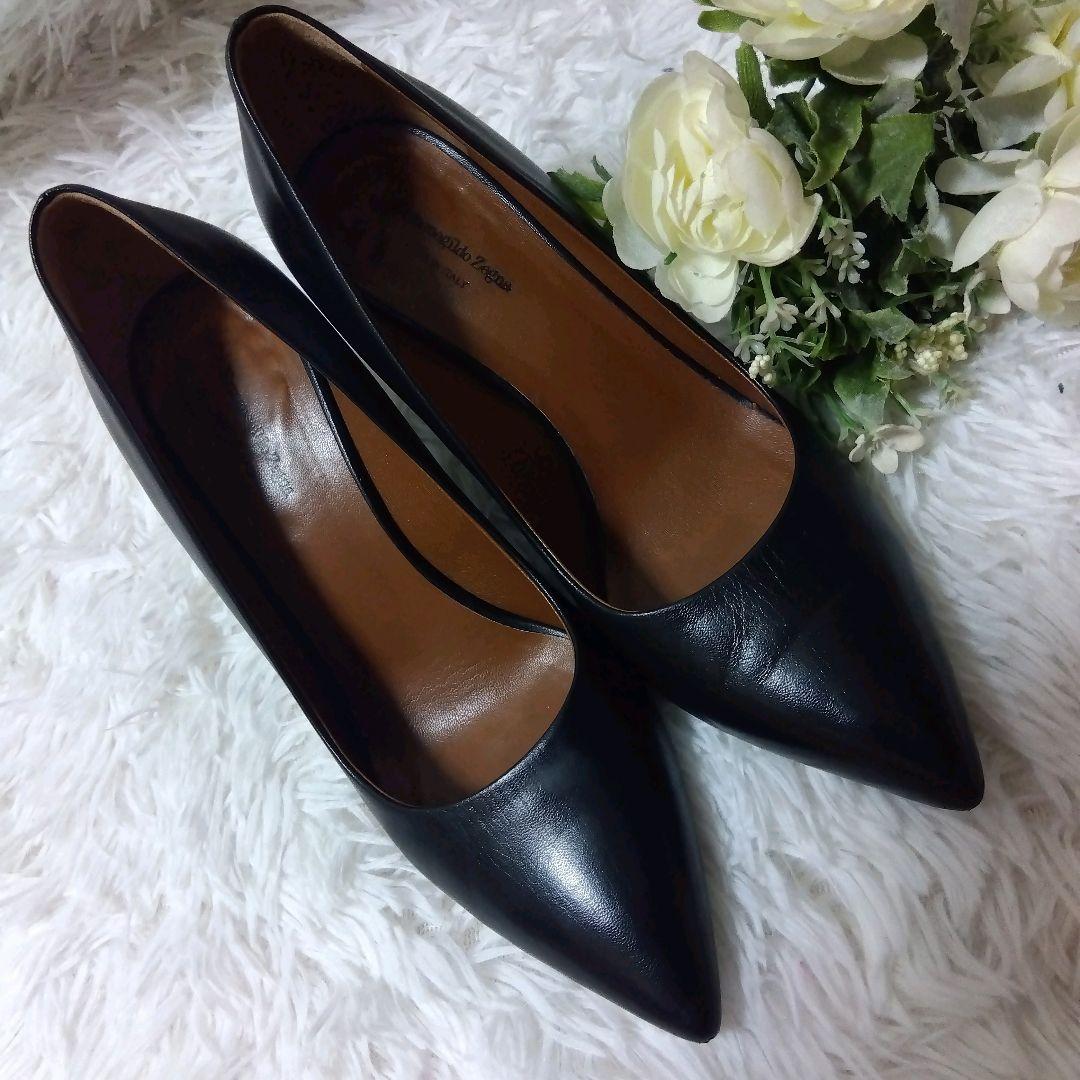 激レア！Ermenegildo Zegna 仔牛革 ポインテッドトゥパンプス 黒