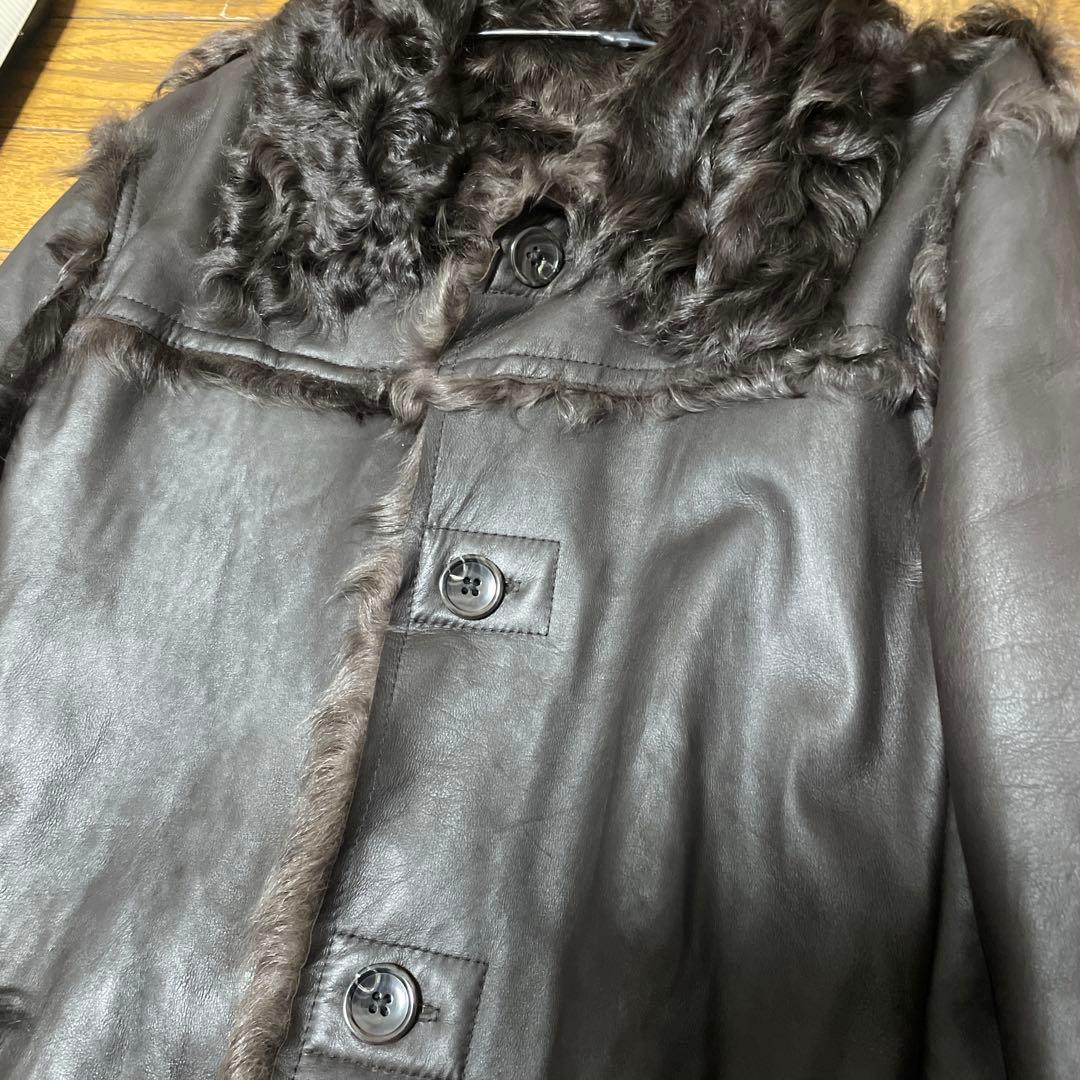 トルネードマード。ダークブラウン レザーコート ムートン 浅井健一 L