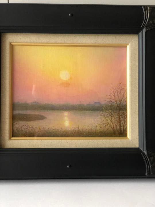 洋画 徳島県吉野川の風景