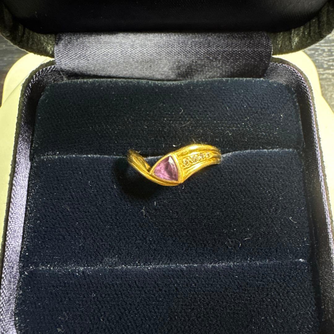 18金リング(k18)約3.1g ダイヤモンド(0.04ct)リングサイズ22号