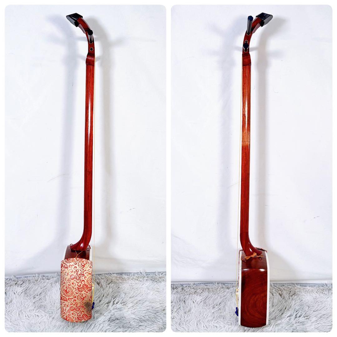 【希少】長唄三味線　細棹　花梨　丸打胴　天神欠けなし　皮破れなし　合金