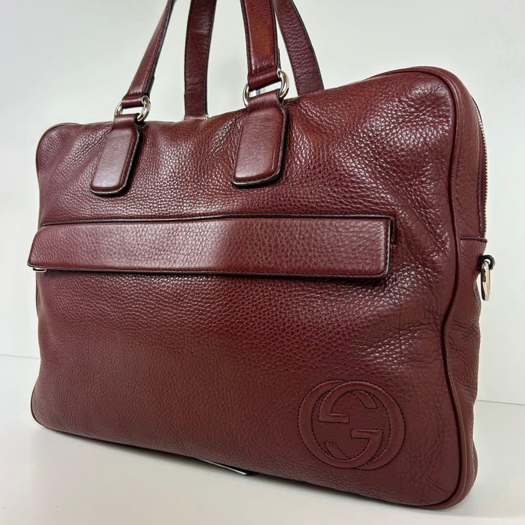 A4可 美品 グッチ レザー 2WAY ビジネスバッグ ソーホー