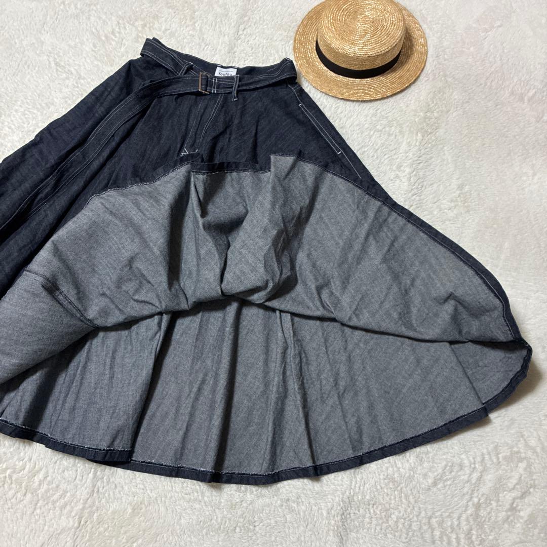 foufou フーフー スーパーフレア デニムスカート サイズ表記1 Mサイズ