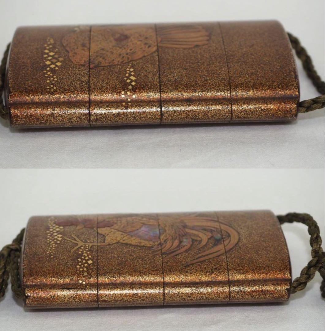 送料無料 江戸時代 極上品（在銘）本金梨子地螺鈿蒔絵 鶏図印籠 人物