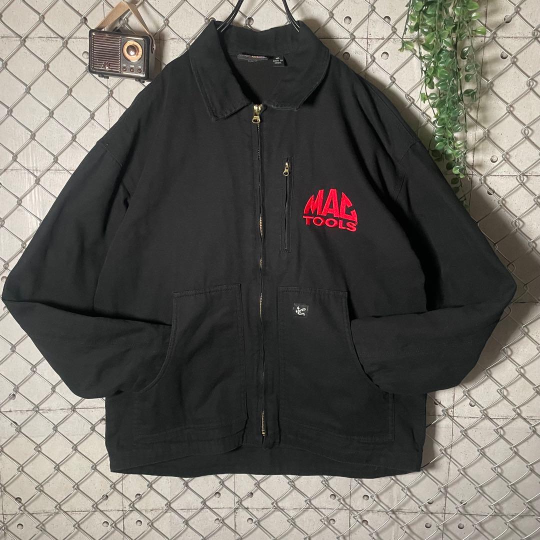 MACTOOLS マックツール ダック生地 短丈ジャケット ロゴ刺繍 黒 XL程