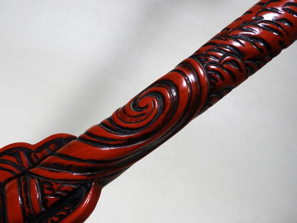 ○深彫 堆朱 太刀掛 刀立て 刀掛け 御愛刀守護 仙台堆朱 渦