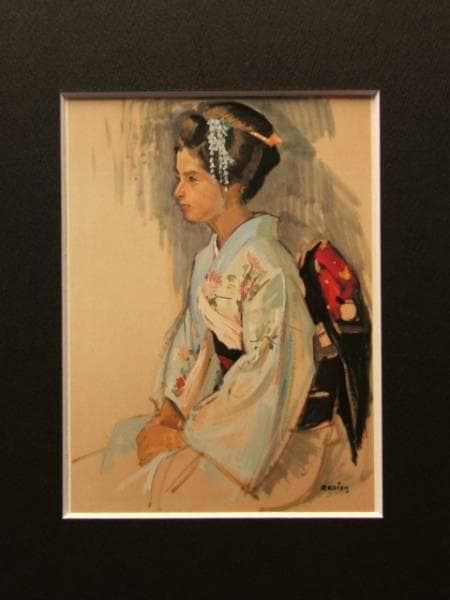 小磯良平、【晴れ姿】、希少な限定額装用画集画、新品高級額 額装付 小磯良平、【D嬢の像（正面）】、希少な限定額装用画集画、新品高級額