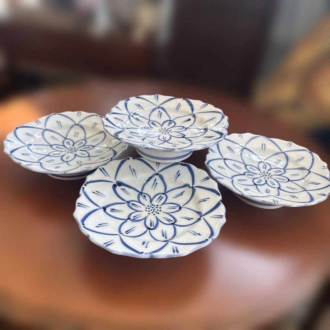 伊万里焼 染付 花文 輪花皿 5枚セット 和食器 中皿 小皿 - メルカリ